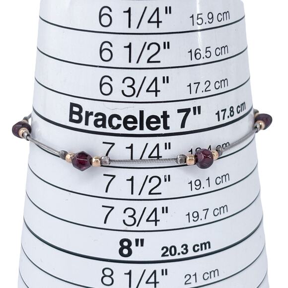 Vintage Sterling Silver 925 | Garnet Beaded Bracelet 7.5" - Picture 6 of 7